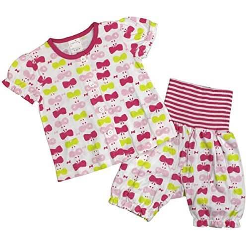 ガールズ|ベビー|パジャマ[enfant pur]腹巻付 半袖ハーフパンツ パジャマ上下セット|ちょうちょ柄|天竺素材 寝間着|女の子|女児 95cm PK-ピンク,子供用,腹巻,