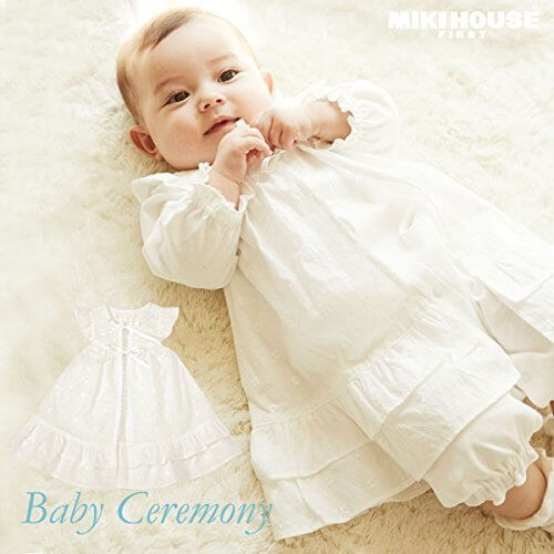 MIKIHOUSE FIRST(ミキハウスファースト)重ね着スタイル 爽やかレースのセレモニードレス 50cm（2ヶ月くらい）,白（01）,セレモニードレス,人気,おすすめ