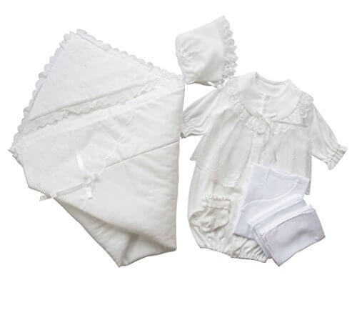 新生児　退院時　お宮参り用　ベビードレス・お帽子・アフガンおくるみ・短肌着・ソックス・ガーゼハンカチ　6点セット　25516,セレモニードレス,人気,おすすめ