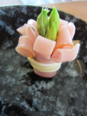 お弁当に！アスパラ＆ハムのお花,お弁当,アスパラ,