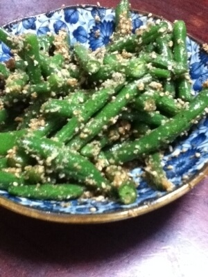 インゲンの栗ゴマ和え,離乳食,栗,