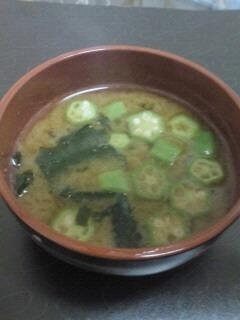 オクラとワカメのお味噌汁,レシピ,オクラ,