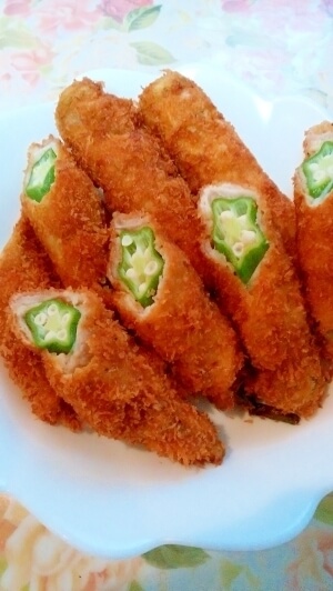 豚ロースの切り落とし肉で！オクラの肉巻きフライ♪,レシピ,オクラ,