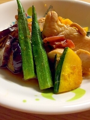 鶏胸肉と夏野菜のマリネ,レシピ,オクラ,