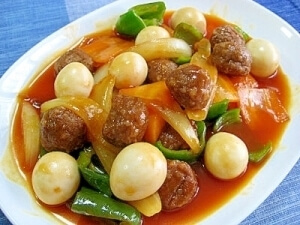 ミートボールdeなんちゃって酢豚,お弁当,ミートボール,