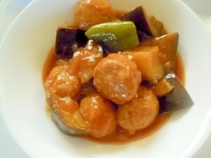 米なすとミートボールのデミグラスソース煮,お弁当,ミートボール,