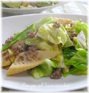 春キャベツとたけのこ（筍）の味噌炒め,お弁当,野菜炒め,