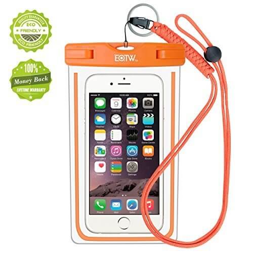 iPhone6/Samsung 防水ケース EOTW® 防水携帯ケース アウトドアダイビング 温泉 釣り お風呂 水泳 砂浜等最適な防水袋　スマホケース・カバー 救助用ネックストラップ付属 防水国際保護等級:IPX8認定獲得 iPhone 6 Plus/ Samsung Galaxy/Nexus/Sonyなど全機種対応 スマートフォン用防水・防塵ケース (オレンジ),海水浴,持ち物,