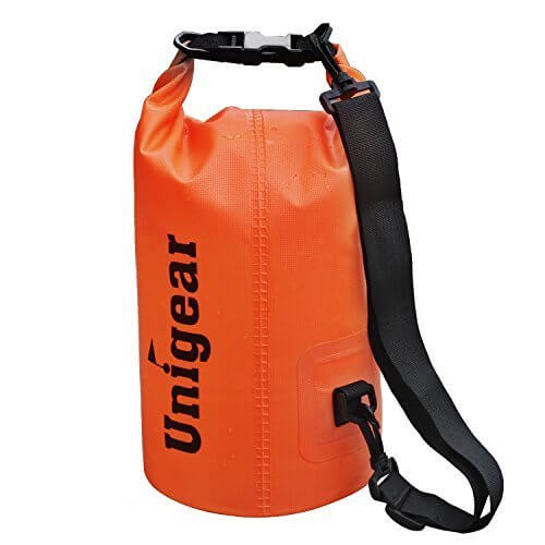Unigear(ユニジア) ドライバッグ フリー防水ポーチ付 ドラム型 (オレンジ, 5L),海水浴,持ち物,