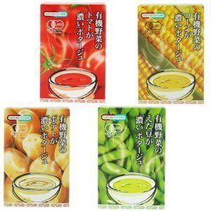 有機JAS認定 無添加 フリーズドライ 有機野菜 濃い ポタージュ スープ 4種類16食セット (コスモス食品 コーン ポテト トマト えだ豆) (即席 スープ),出産祝い,食べ物,