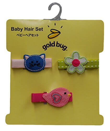 ヘアークリップ アニマル3P ネコ・トリ・フラワー｜Gold Bug,ベビー,ヘアピン,おすすめ
