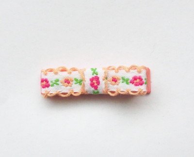 Baby Deer Clips　ヘアクリップ for ベビー　お花刺繍 (ピーチ),ベビー,ヘアピン,おすすめ