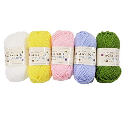 手芸のいとや 毛糸 アクリル毛糸 LADYBIRD ACRYLIC L アクリル極太 パステルカラー 5色セット 約1玉40g巻糸長53M アクリル100%,マフラー,編み物,簡単