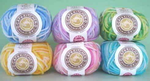 【横田】ダルマ アクリル毛糸 カフェキッチン花かご各色1玉入6玉セット 手編み毛糸 1玉25g,マフラー,編み物,簡単