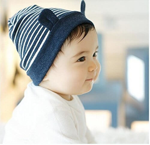 LOTUS LIFE(ロータスライフ) キュートな くまみみ 帽子 ベビー用 (ネイビー),赤ちゃんの帽子,