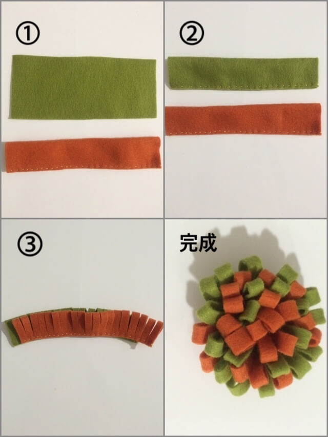 フェルトで作るお花の作り方,ヘアクリップ,作り方,