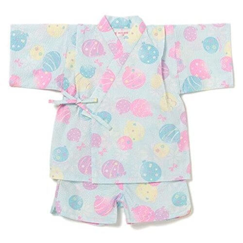 水風船柄甚平 ライト ブルー 100,女の子,甚平,人気