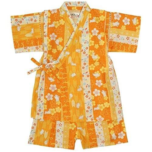 ベビー 甚平 女の子 じんべい うさぎ柄 日本製生地 和柄 綿100% 上下 ベビー服 ウサギ-黄色-9680 90cm,女の子,甚平,人気
