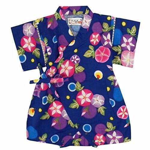 甚平 ロンパース ベビー 女の子 綿100% 日本製生地 グレコ カバーオール 朝顔/紺-9659 80cm,女の子,甚平,人気