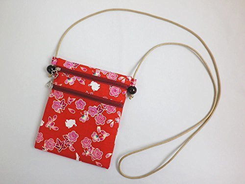 着物＆浴衣＆デニムに　和柄ショルダーバッグ桜楓うさぎ赤,女の子,甚平,人気