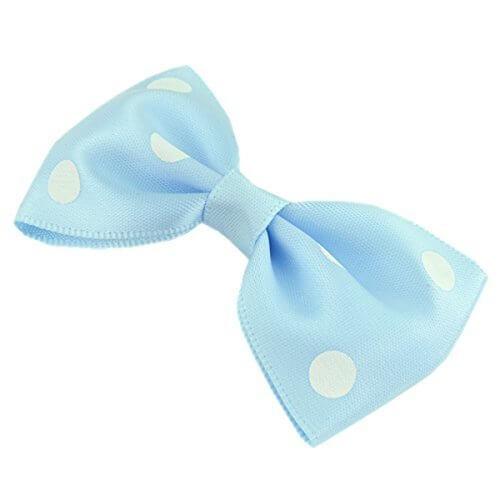 リボン パーツ ≪ドット柄≫ 同色５個セット 01.アクア(白ドット) ×5個/ モチーフ P-ribbon-02,幼稚園,帽子,