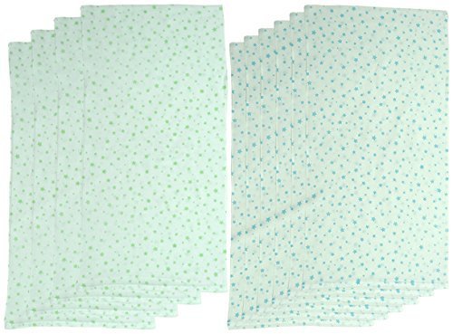 村信 10枚組 ドビー織 星柄 仕立て布おむつ サックス&グリーン TK714 日本製,布おむつ,使い方,