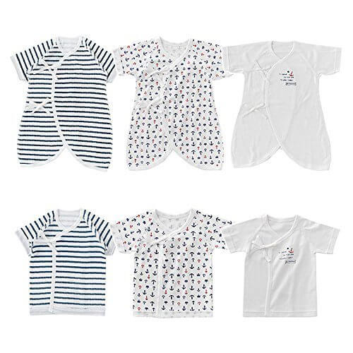 (チャックルベビー) chuckle BABY * ボンシュシュ * フレンチマリン柄 新生児肌着 6枚セット 【 通年素材 】 ブルー P6016C-00-31,ベビー肌着,おすすめ,