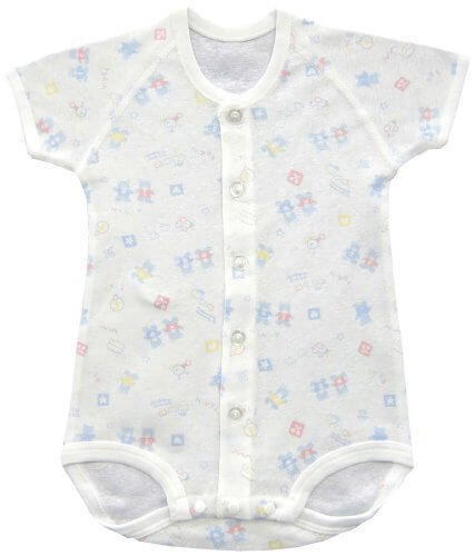 ベビーストーリー フライス総柄プリント 半袖前開きコンビシャツ 70cm サックス KT15502 日本製,ベビー肌着,おすすめ,