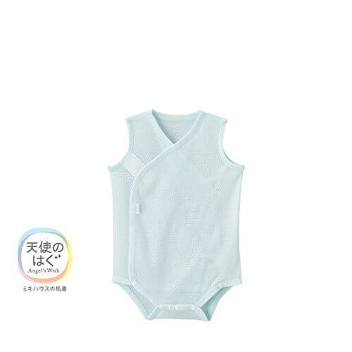 [ミキハウス] MIKIHOUSE 【ミキハウス(ベビー)】 ピュアベール 天使のはぐ　ノースリーブメッシュ天竺ロンパース肌着 (60cm・70cm・80cm) 40-1562-781 アイスグリーン 60cm,ベビー肌着,おすすめ,