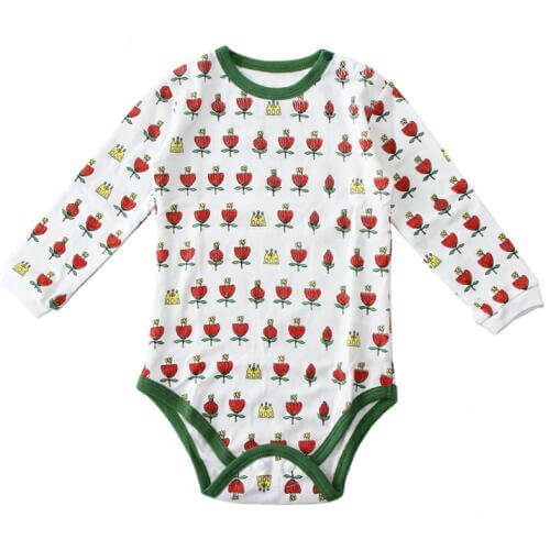 Mademoiselle papillon ロンパース 長袖 肌着 王冠チューリップ 【ホワイトグリーン:80】,ベビー肌着,おすすめ,