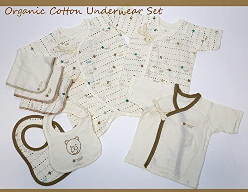 出産祝い オーガニックコットン ベビー 肌着 ギフトセット 出産準備 （ スタイ ハンカチ コンビ肌着 短肌着 8点セット ),新生児,短肌着,