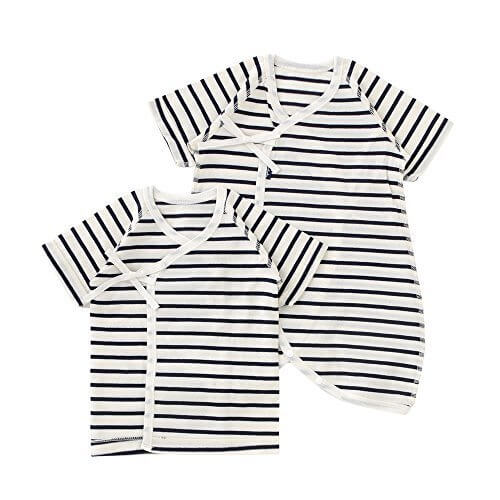 (チャックルベビー) chuckle BABY ボンシュシュ ボーダー 新生児肌着 2枚組 ネイビー 50-60cm P6013-00-32,新生児,短肌着,