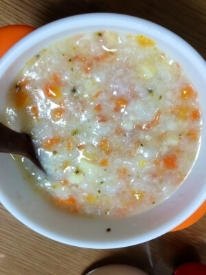 離乳食中期 豆腐トマト人参粥,離乳食,5倍粥,