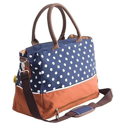 CROSS WALKER マザーズバッグ 多機能 ショルダー ドット柄　ブルー,ママ,バッグ,人気