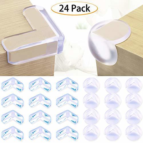 コーナークッション コーナー ガード透明 24個セット（L型12個、丸型12個） 赤ちゃん･子供･年配の方ケガ防止 保育園 安全対策 家具の角を保護 3M両面テープ貼り付き,コーナーガード,
