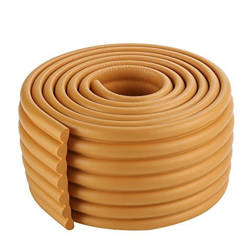 ROOCIA 乳幼児への安全対策に！】ベビー コーナーガード 波型 タイプ 赤ちゃん ケガ防止 クッション 全長2メートル 自由自在 かんたん設置 両面テープ付き (ライトブラウン),コーナーガード,