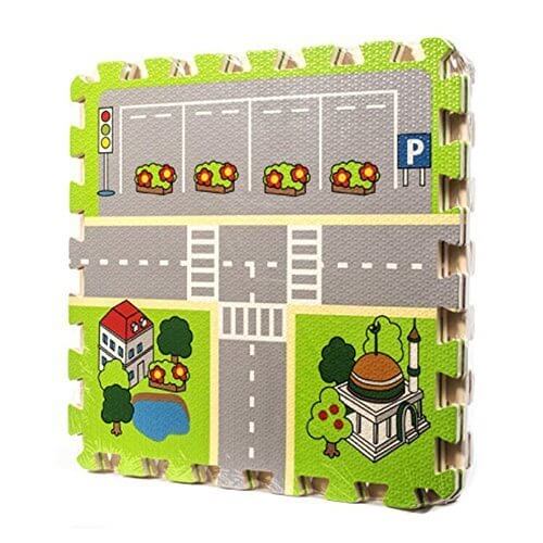 遊びマット，Meitoku キッズ パズル マット 都市道路デザイン ジョイントマット 赤ちゃん ベビー プレイマット 遊びマット 子供 フロアマット 4枚 (スタイル 2),ジョイントマット ,おしゃれ,