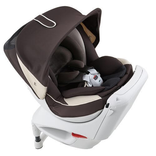 カーメイト エールベベ クルットNTプレミアム 新生児から4歳用チャイルドシート(サンシェード付360度回転型) ブラウンオレ,エールベベ・クルットNTプレミアム,