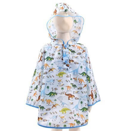 雨の日彩るKidsレインポンチョ 発見！探検！恐竜大陸（ライトブルー） N7500100,子供,レインコート,