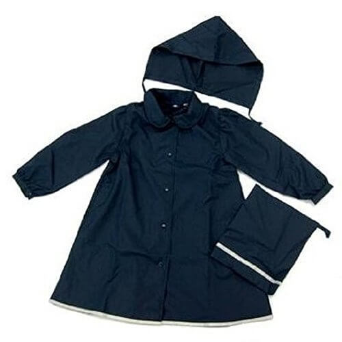 ハッピークローバー 紺色レインコート【ランドセル対応】【女の子向け】【フード・収納袋付】(130),子供,レインコート,