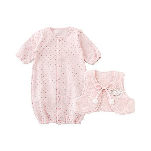 ニシキ ボアベスト付き星柄 ドレス&カバーオール P5300 50-60cm ピンク,新生児,2WAYオール,いつまで