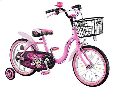 アイデス (ides) ミニーマウス 18インチ ラブデコ リボン 子ども用 キッズ 自転車 幼児車 補助車 カゴ ミラーベル スポークアクセサリー付き black pink ブラック ピンク 18インチ,小学生,自転車,人気
