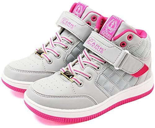 (パークアベニュー) PARK AVENUE キッズ ジュニア ハイカット スニーカー 軽量 ダンスシューズ グレー/ピンク 19.0,ハイカットスニーカー,キッズ,