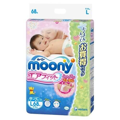 ムーニー エアフィット Lサイズ 68枚 (テープタイプ),紙おむつ,比較,