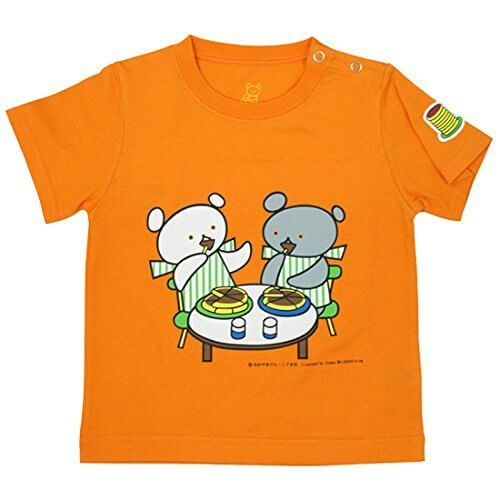 ほっとけーきいただきますTシャツ 子供服 （100,オレンジ) しろくまちゃんとこぐまちゃん 【KC-KAK-K038】,こぐまちゃん,絵本,