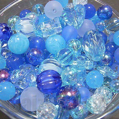 【デイジービーズ】【ワンコイン500円ぽっきり】【たっぷり人気アクリルビーズミックス『オーシャンブルー』】 約6-18mm 約50g 【福袋】,手作り,ストラップ,