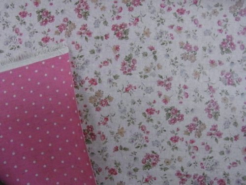 生地　　ラミネート加工小花リバーシブル　　５０ｃｍ価格　０２　　ピンク水玉,ランドセルカバー,手作り,