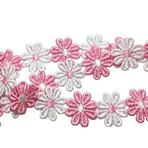Varvena お花 の レース 6.5m レース リボン ハンドメイド 服 雑貨 に (ピンクと白),ランドセルカバー,手作り,