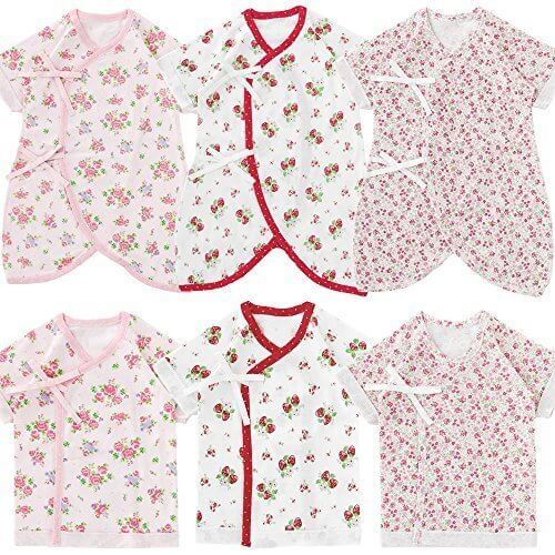 (チャックル) chuckle お花柄&イチゴ柄新生児肌着6枚セット【通年素材】【コンビ肌着・短肌着】 ピンク 50-60cm P6022E-00-20,出産祝い,女の子,
