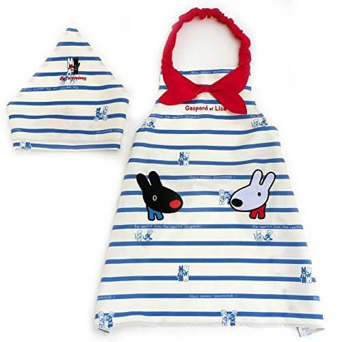 リサとガスパール 子供用 キッズエプロン 三角巾付き ボーダー柄 (110cm),リサとガスパール,絵本,グッズ
